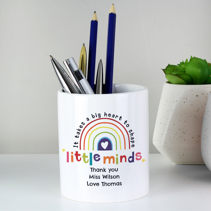 Personalised Teacher Shape Little Minds Ceramic Pot