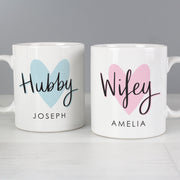 Personalised Hubby and Wifey Mug Set