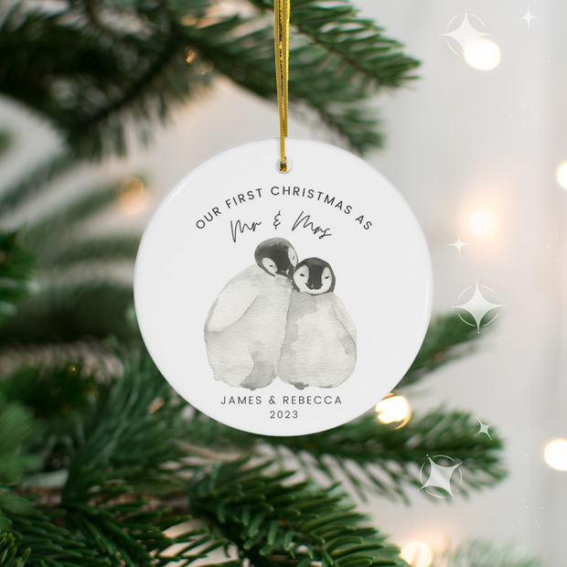 First Christmas as 'Mr & Mrs'  Penguin Couple Decoration