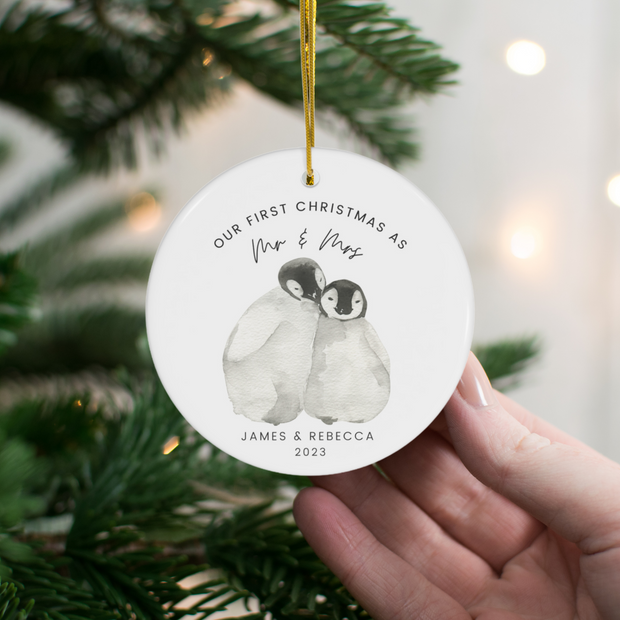 First Christmas as 'Mr & Mrs'  Penguin Couple Decoration
