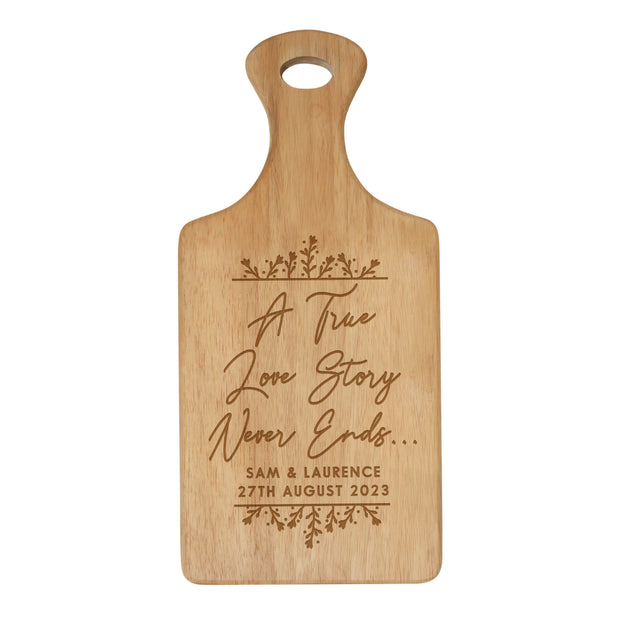 Engraved Wooden Paddle Board - True Love Story Personalised Gift