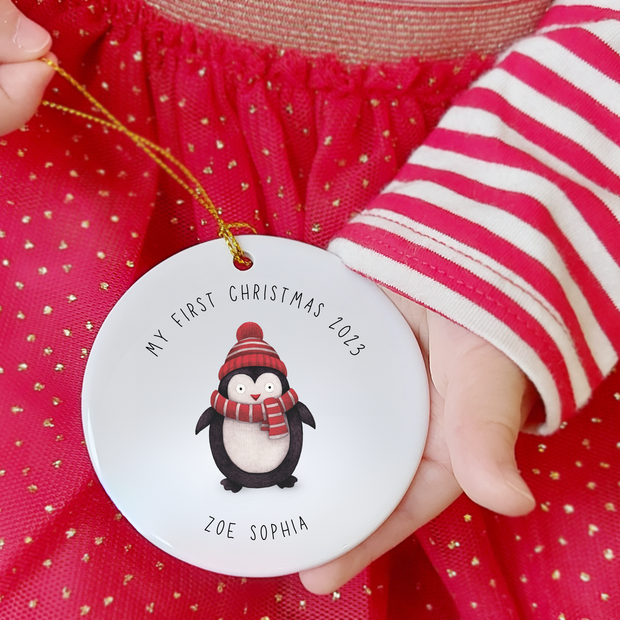 Personalised 1st Christmas Penguin Decoration