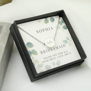 Engraved Silver Tone Necklace with Personalised Botanical Gift Box