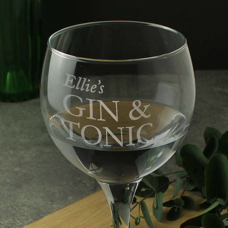 Personalised Gin & Tonic Balloon Glass with Gin