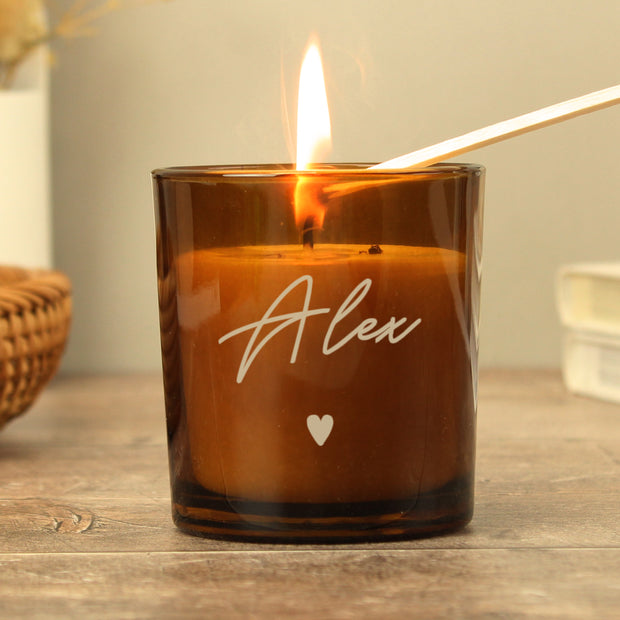 Personalised Vanilla Amber Glass Candle Jar