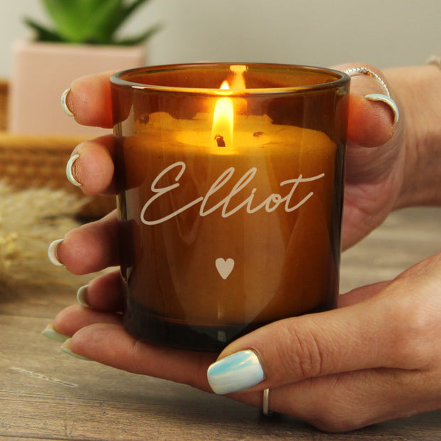 Personalised Vanilla Amber Glass Candle Jar