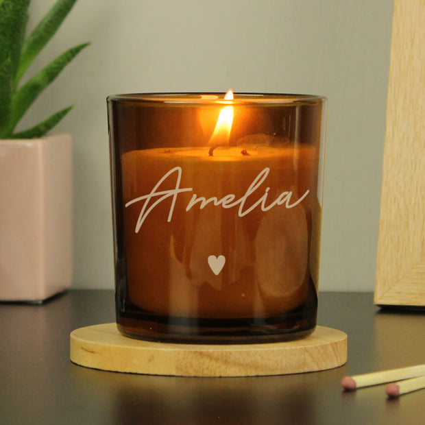 Personalised Vanilla Amber Glass Candle Jar