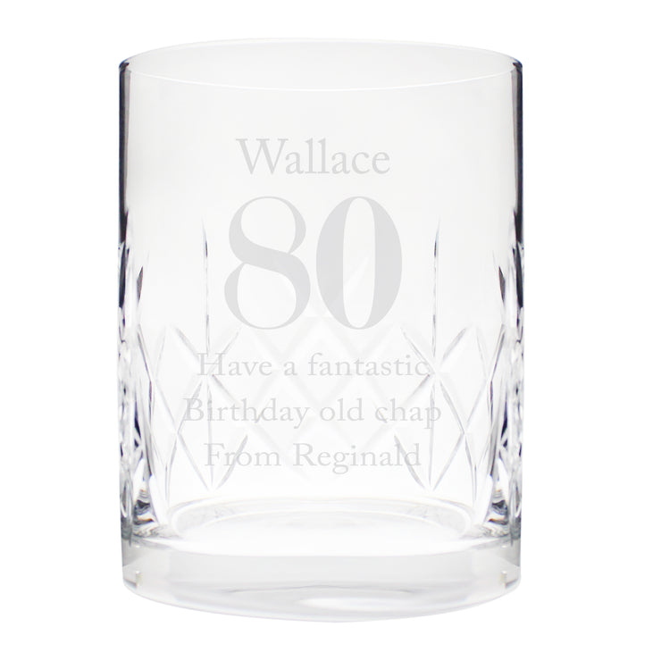 Personalised Milestone Age Cut Crystal Whisky Tumbler