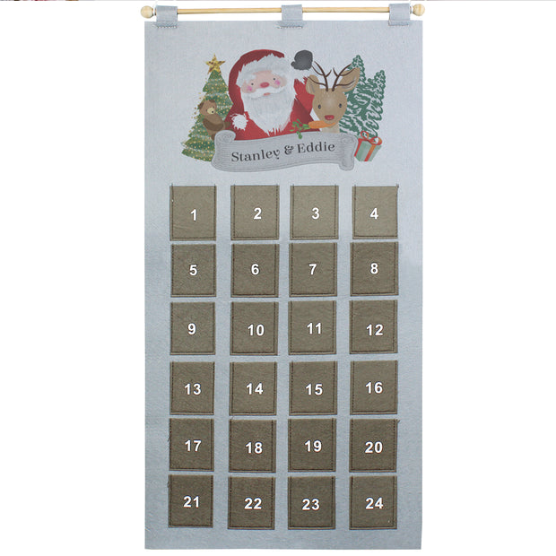 Personalised Santa Advent Calendar in Silver Grey