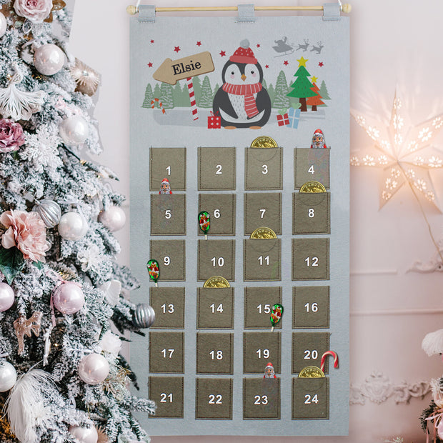 Personalised Christmas Penguin Felt Advent Calendar