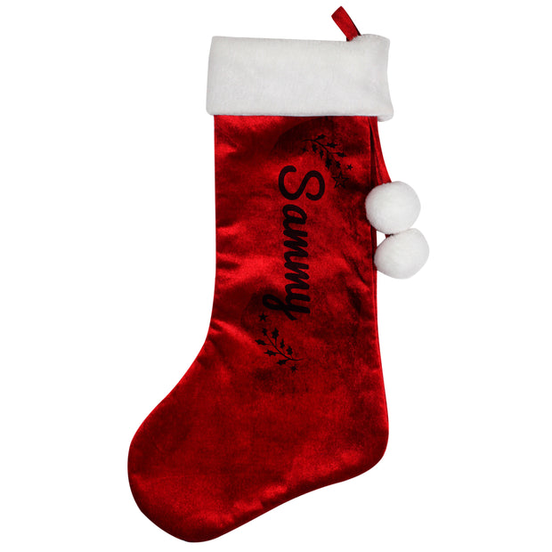 Personalised Holly Red Plush Stocking