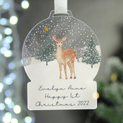 Personalised Snowy Deer Acrylic Decoration