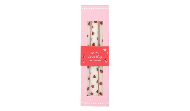 Pack of 3 Lovebug Ladybird Taper Candles