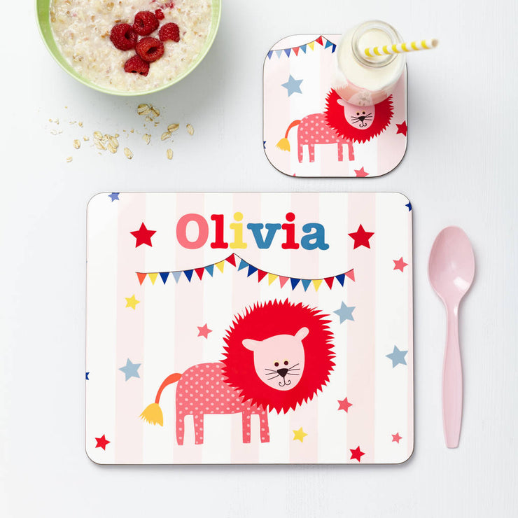 Personalised Children’s Circus Lion Placemat Set
