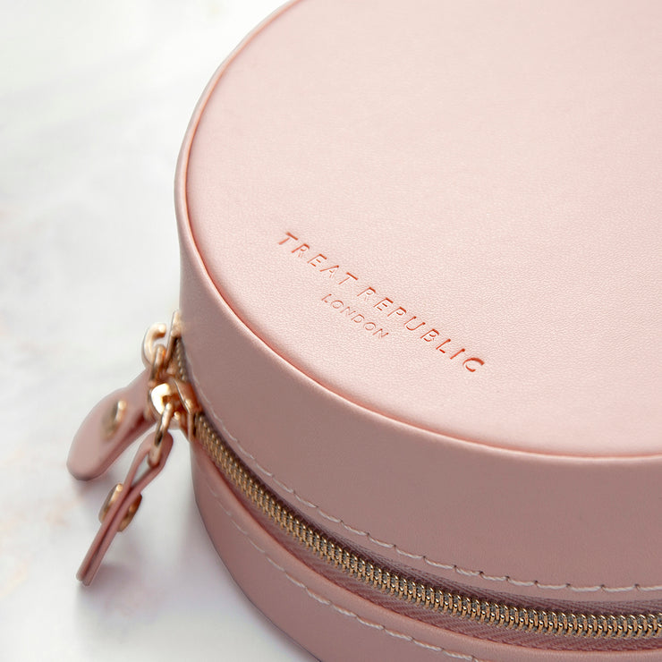 Personalised Round Blush Pink Jewellery Case