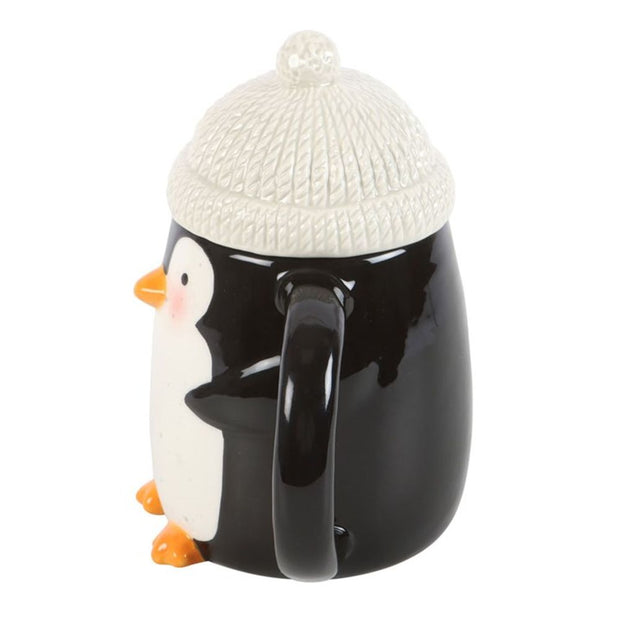 Adorable Penguin Shaped Mug with Bobble Hat Lid