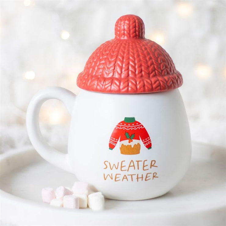 Cosy Sweater Weather Mug with Bobble Hat Lid