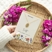 Wildflower February Birth Flower Necklace Card – Violet