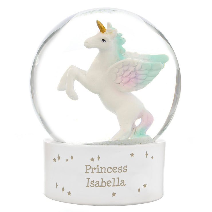 Personalised Christmas Unicorn Snow Globe