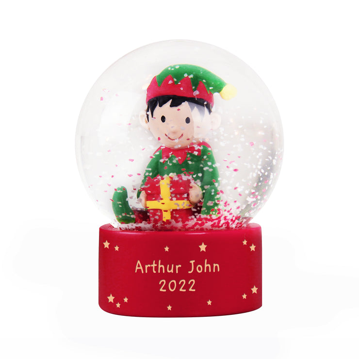 Personalised Christmas Elf Snow Globe