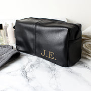 Custom Luxury Initials Black Wash Bag