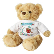 Personalised 'My 1st Christmas' Robin Teddy Bear