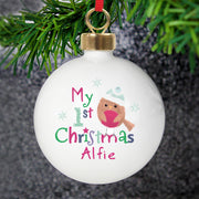 Personalised Robin 'My 1st Christmas' Bauble