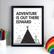 Adventure Is Out There Black Framed Print