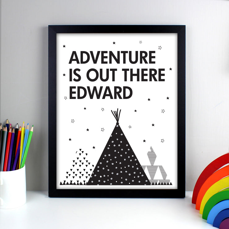 Adventure Is Out There Black Framed Print