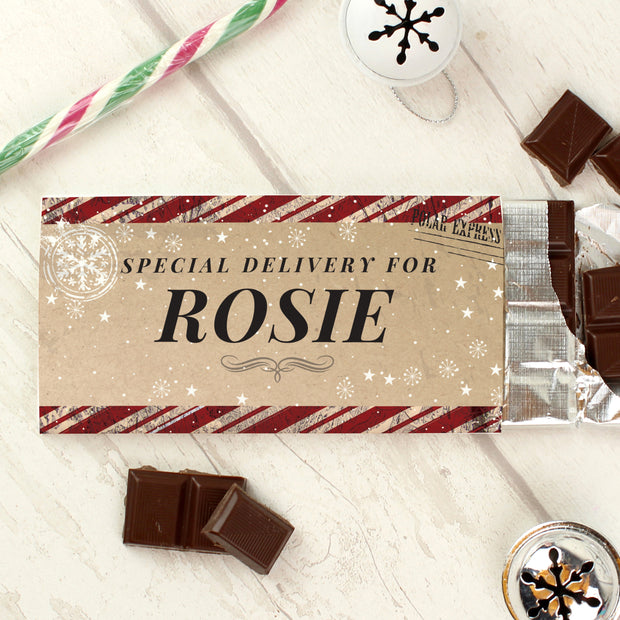 Personalised Christmas Special Delivery Milk Chocolate Bar