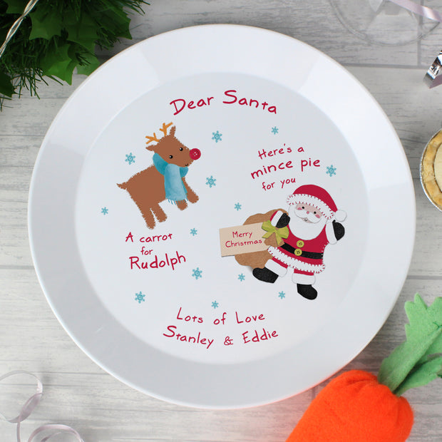 Personalised Santa and Rudolph Christmas Eve Plate