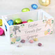 Personalised White Wooden Easter Crate