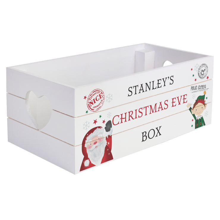 Personalised Christmas Eve White Wooden Crate