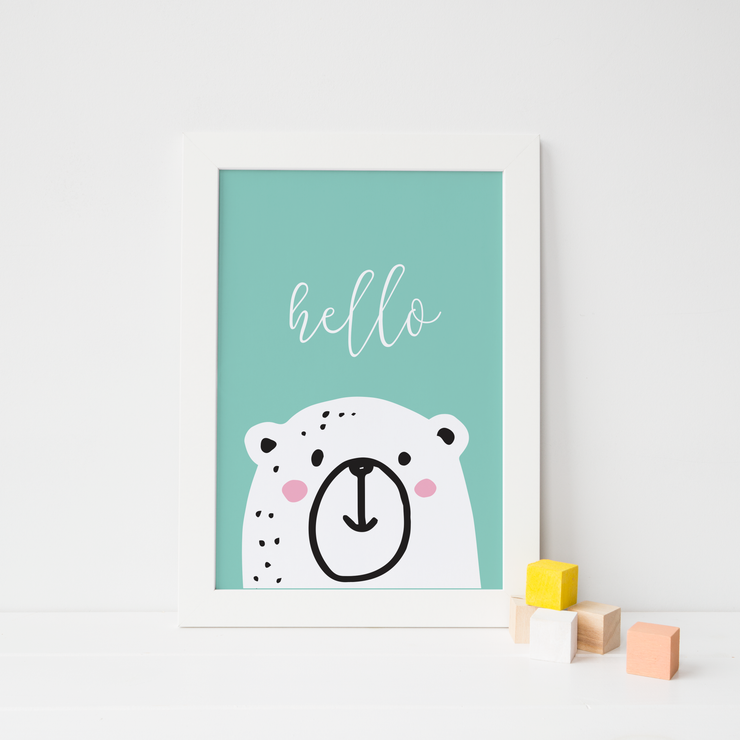 Peek A Boo Polar Bear Nursery Print