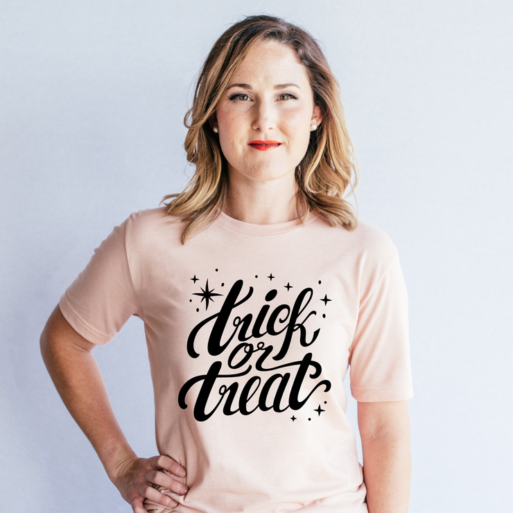 Trick or Treat Heather Peach Slogan T-Shirt