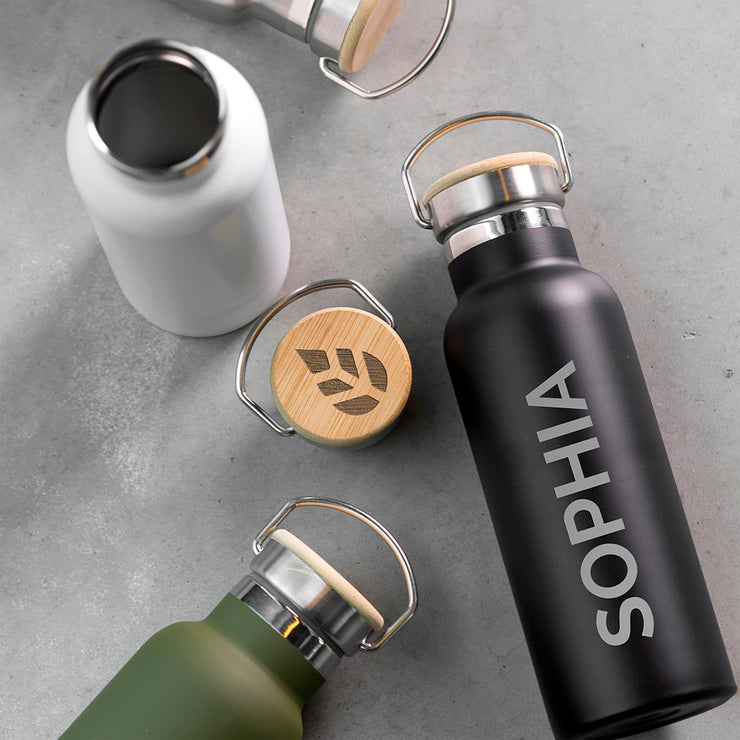 Personalised Insulated Bottle 17oz with Bamboo Lid