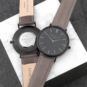 Men's Personalised Watch With Black Face in Ash