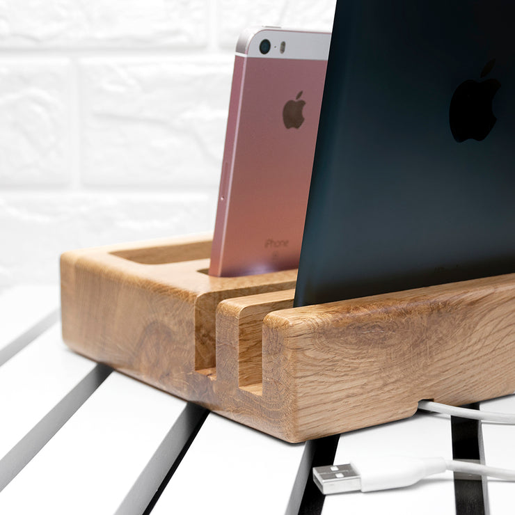 Personalised Solid Oak Multi Tablet and Phone Holder
