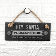 Personalised Hey Santa! Slate Hanging Sign