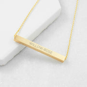 Personalised Rose Gold Horizontal Bar Necklace