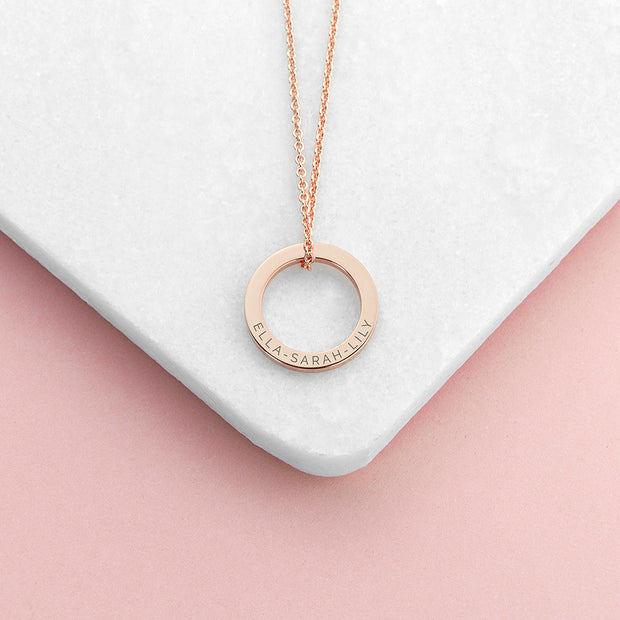 Custom Family Rose Gold Ring Necklace