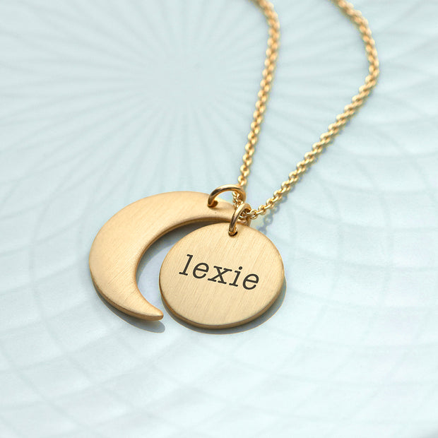Personalised Matte Moon and Sun Necklace