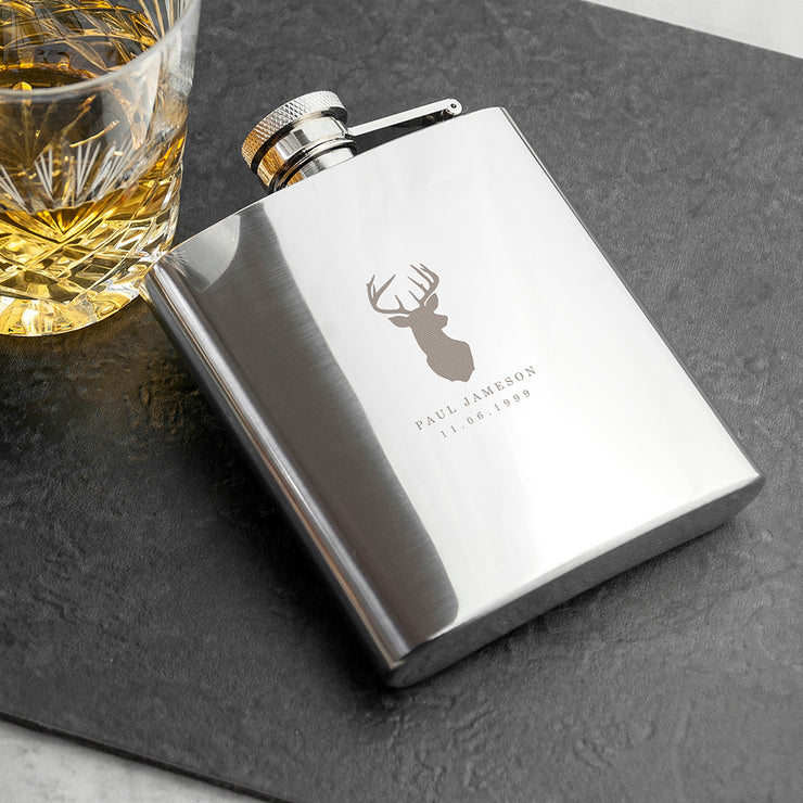 Personalised Stag 6oz Hip Flask