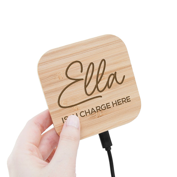 Personalised In Charge Bamboo Wireless Charger