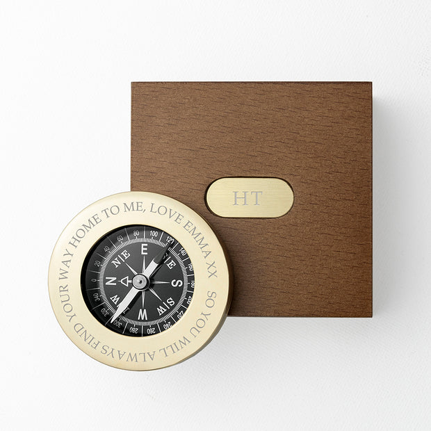 Personalised Brass Compass in Gift Box