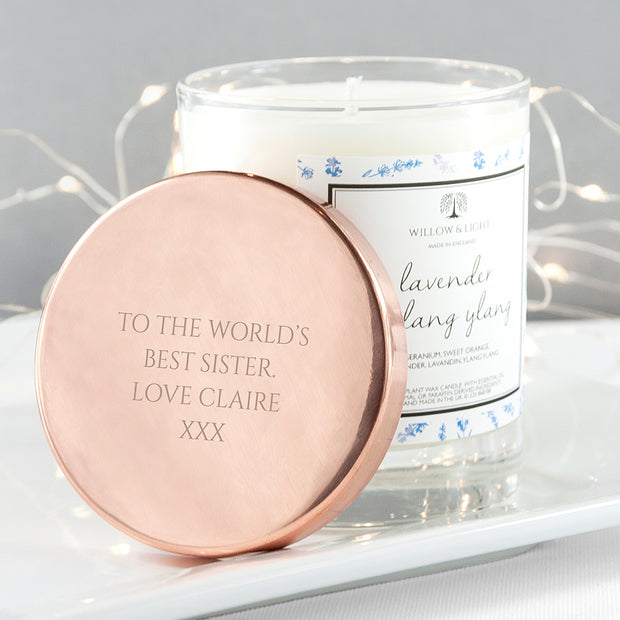 Personalised Luxury Lavender Candle With Copper Lid