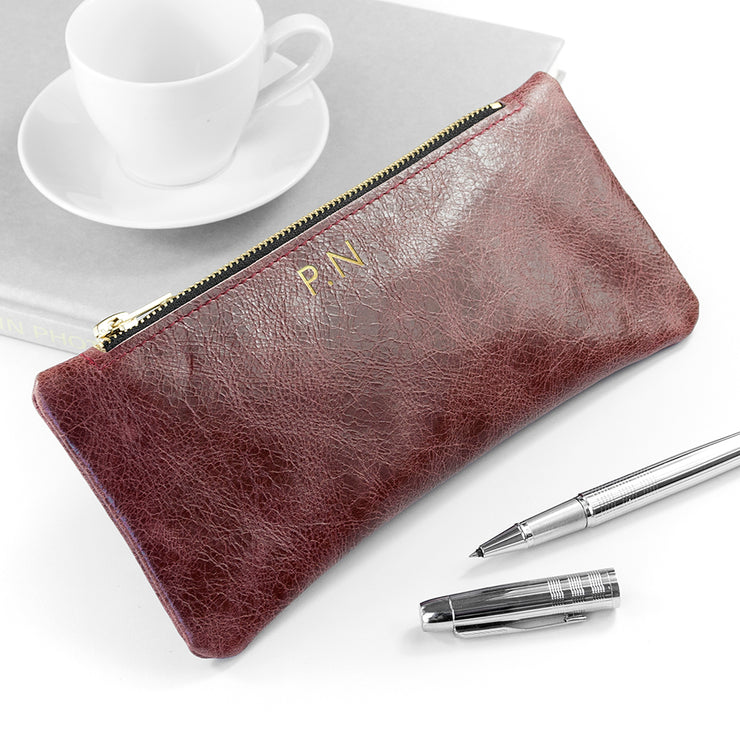 Personalised Luxury Leather Pencil Case