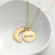 Personalised Matte Moon and Sun Necklace