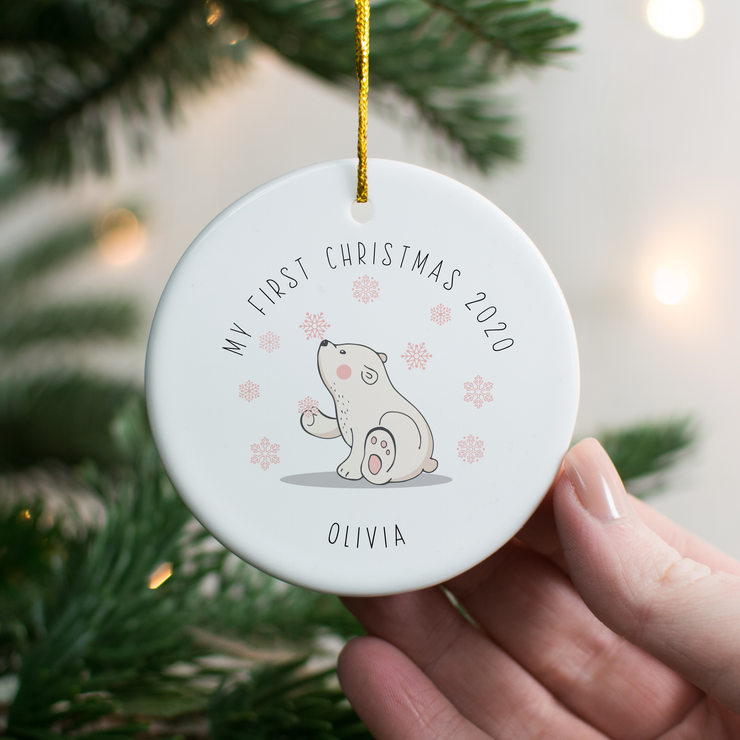Baby's First Christmas Polar Bear Ceramic Decoration