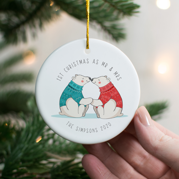 Personalised 1st Christmas As Mr & Mrs Decoration